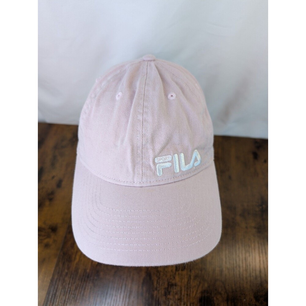 FILA SPORT Womens Baseball Hat Pink Cotton Slouch Adjustable Dad Cap Excellent